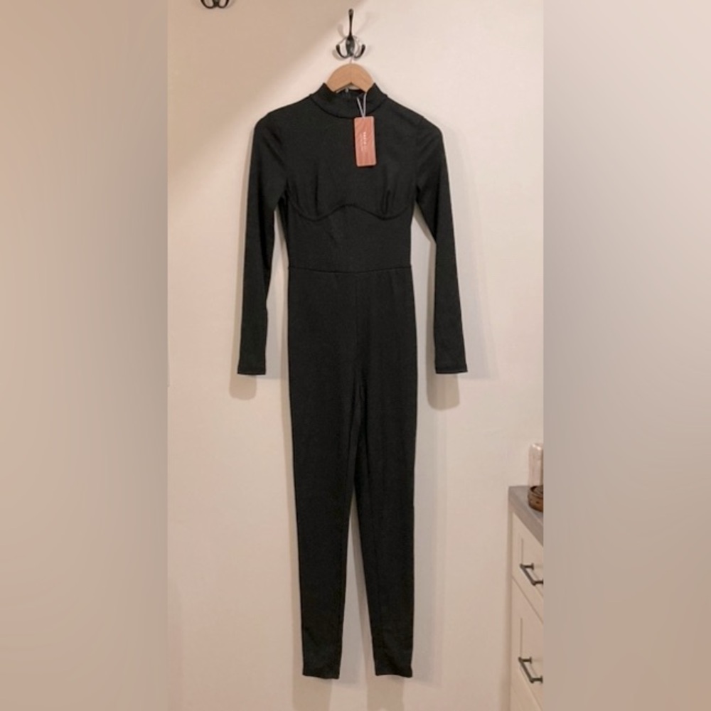 NWT Black High neck jumpsuit SHEIN SXY brand back zip size M